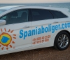 Spaniaboliger har fått reklame på den nye firmabilen