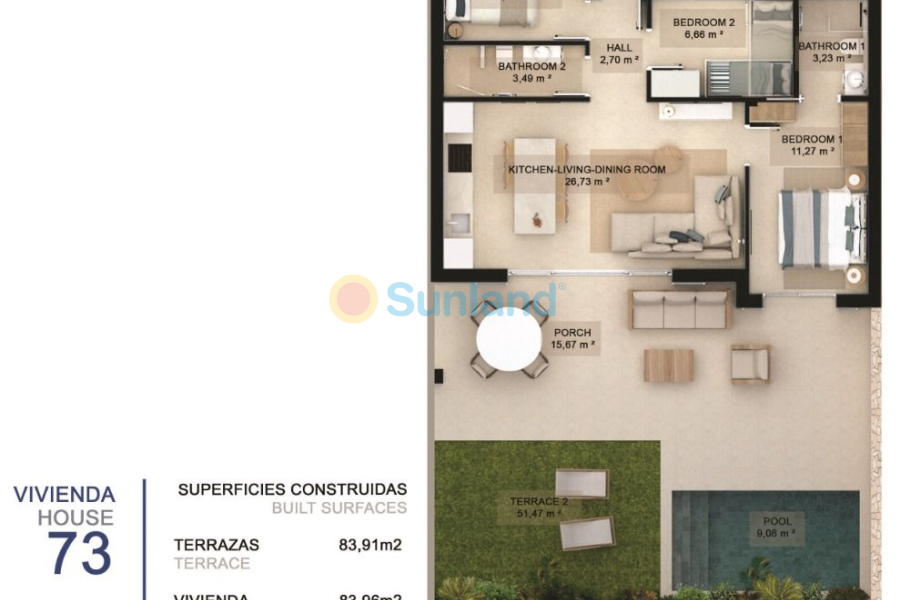 Nueva construcción  - Ground Floor Bungalow - Pilar de la Horadada - La Torre de la Horadada